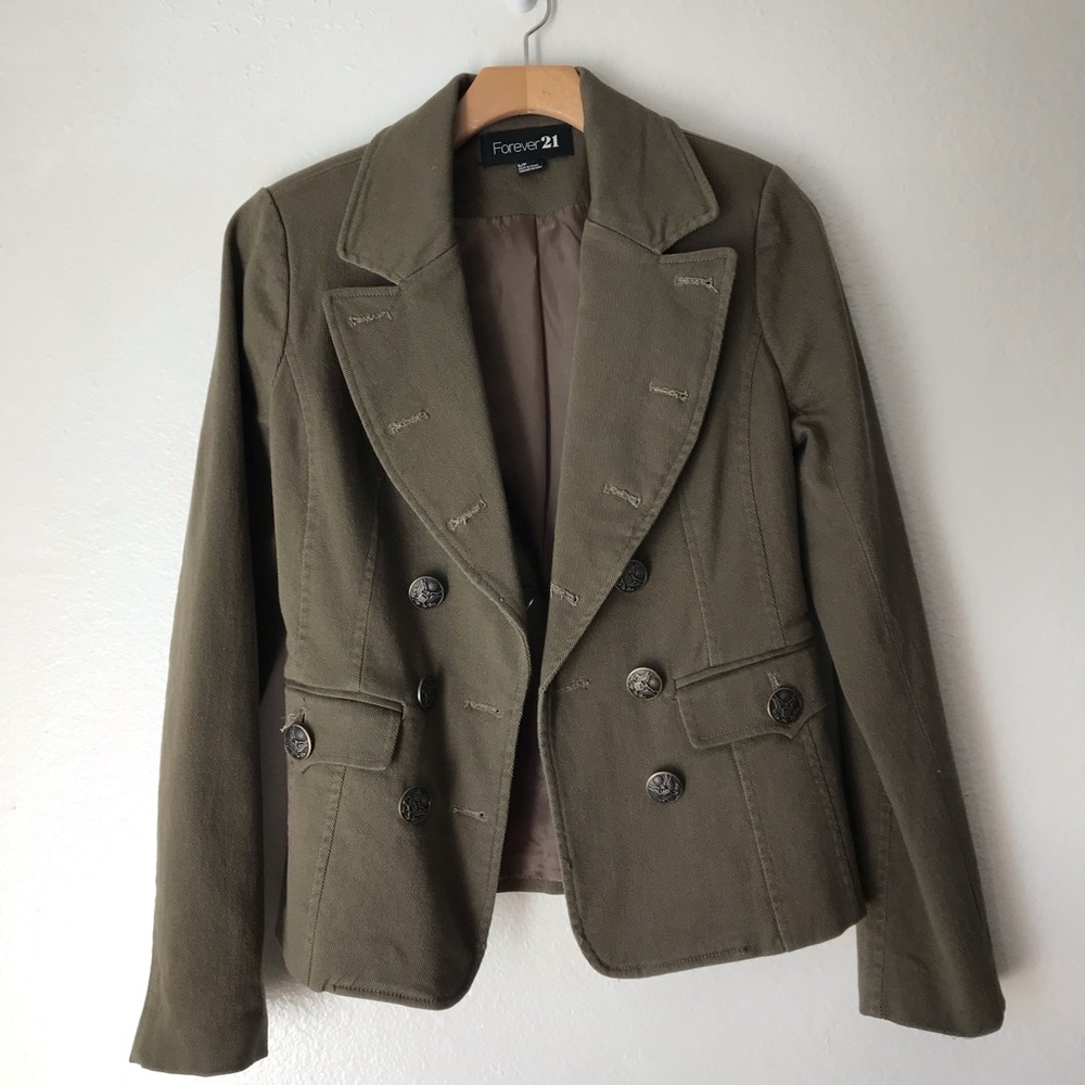 Military green style blazer